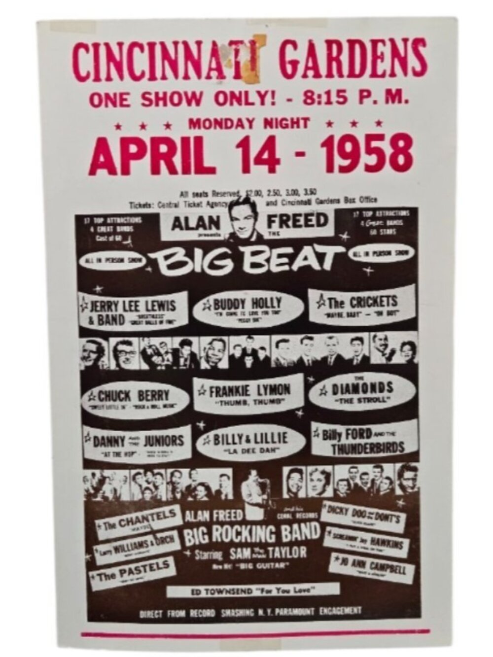 Alan Freed Big Beat 1958 Concert Poster Replica 14x22 Buddy Holly Chuck Berry
